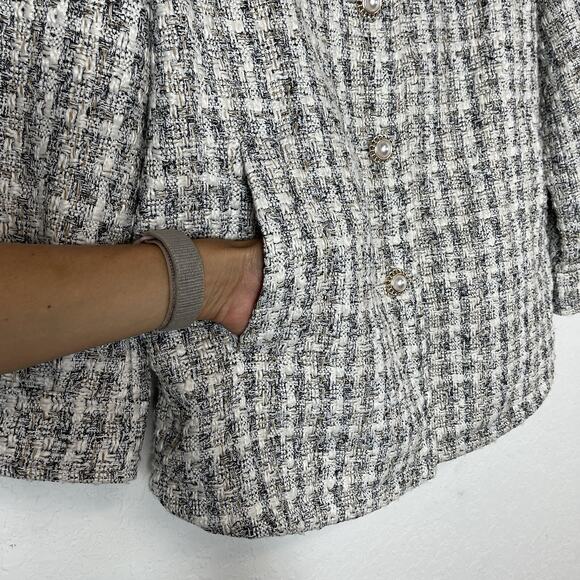 Laundry by Shelli Segal Tweed Shirt Jacket, Size S, Fully Lined, front pockets - Picture 5 of 14